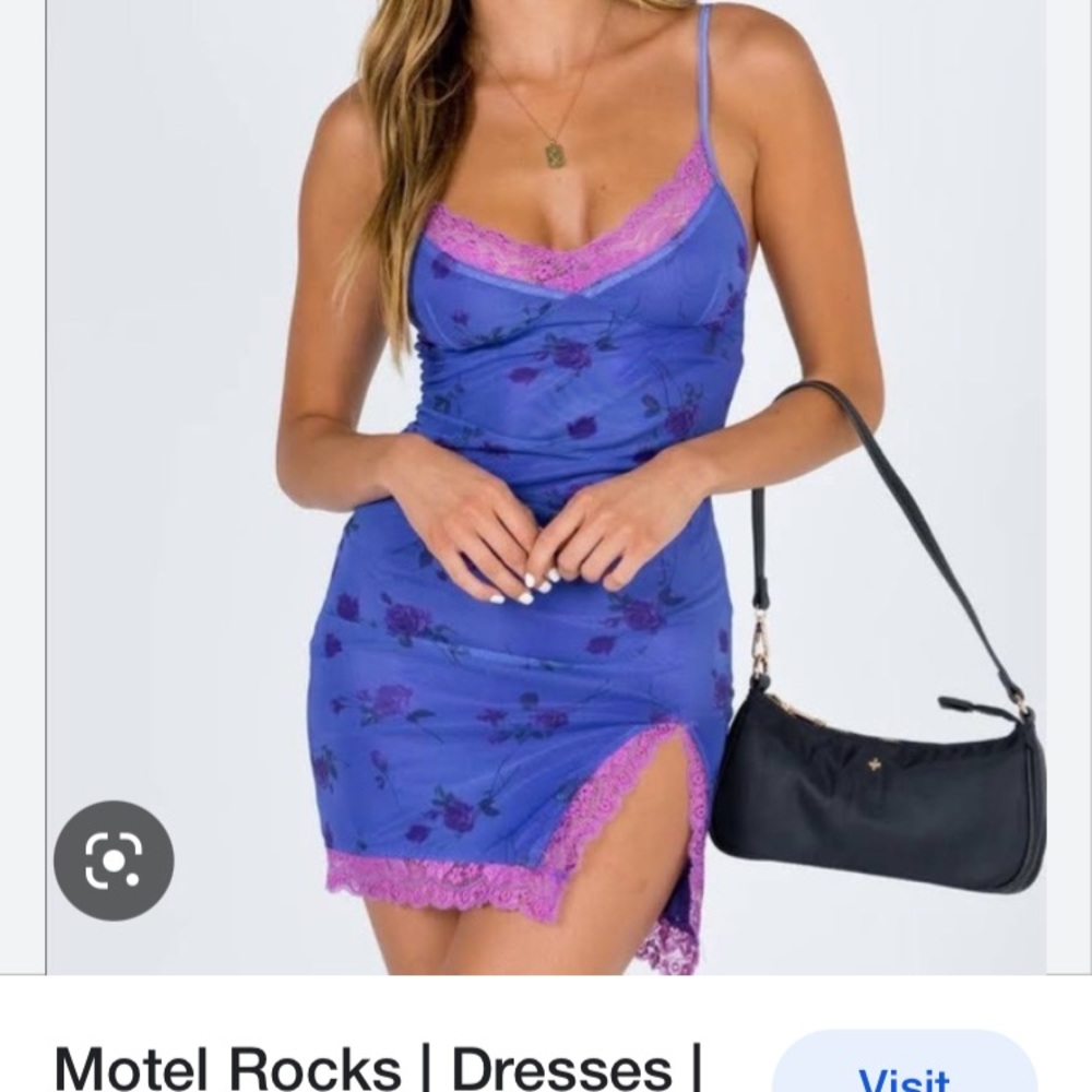 Brand new motel mini slip dress purple/blue with pink lace